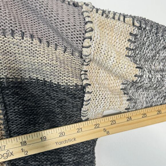 D.B.L. Cardigan Womens Medium‎ Tan Patchwork Chunky Knit Grandpacore Oversized - Picture 9 of 10